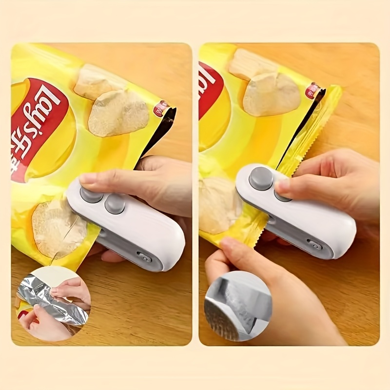 This 2-In-1 Mini Sealing Machine with a Cutter Is a Portable Sealer, Perfect for Sealing Food Bags. It'S a Handheld Device That Operates with a Easy Press, Making It a Compact Kitchen Tool Ideal for Picnics And Outings. Suitable for Chip Bags