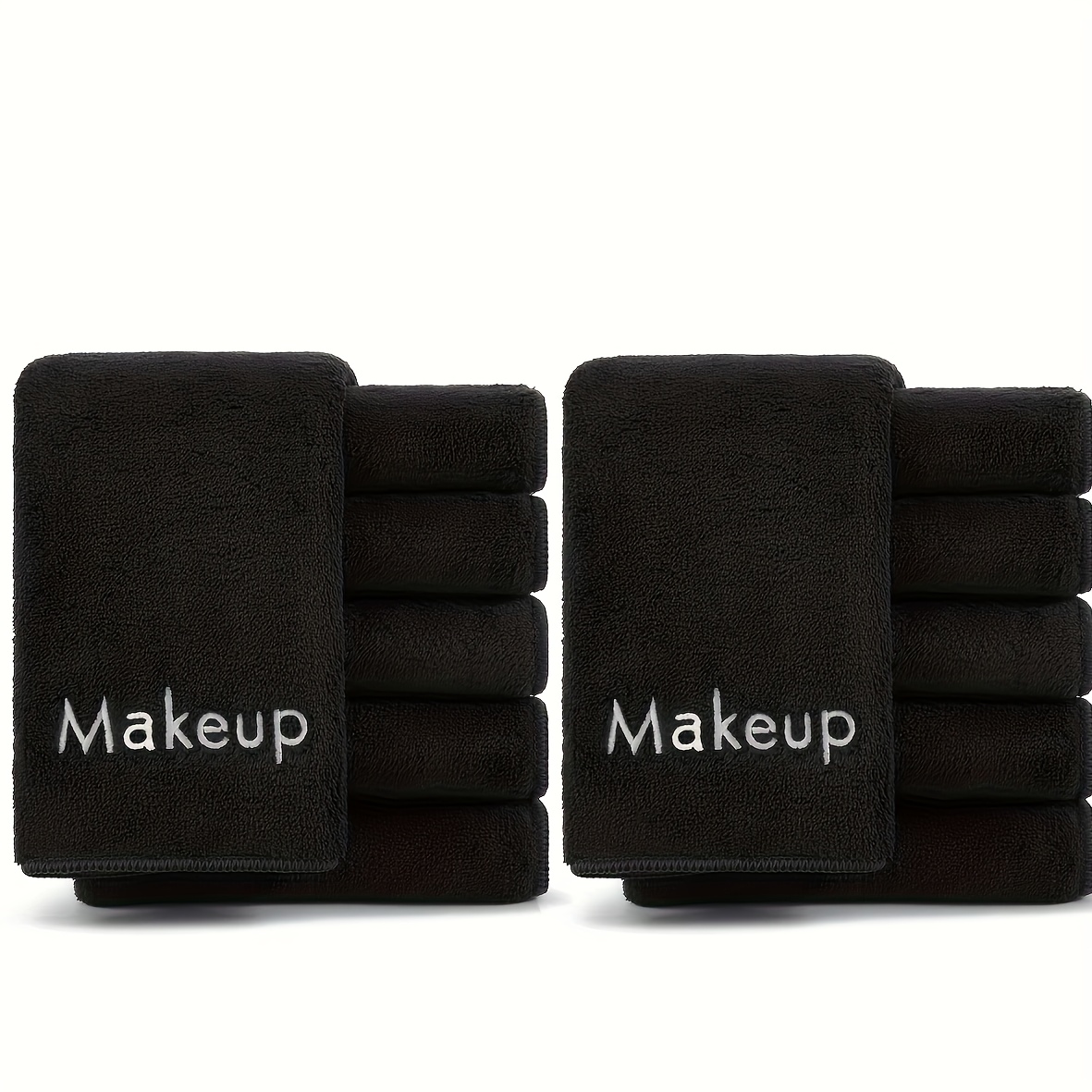TEMU Microfiber Makeup Towels, Reusable Soft Absorbent Facial Cloths With Embroidery For Women' Beige Care, Contemporary Style