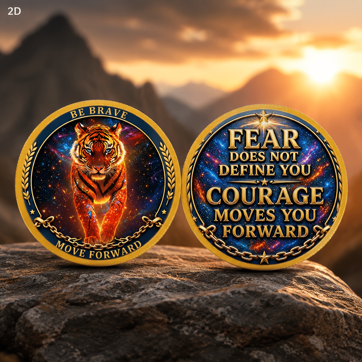 TEMU Replica Coin Sobriety 2d Fearless Coin, A Creative Collectible Decoration With A Starry Background Symbolizing And . The Starry Universe