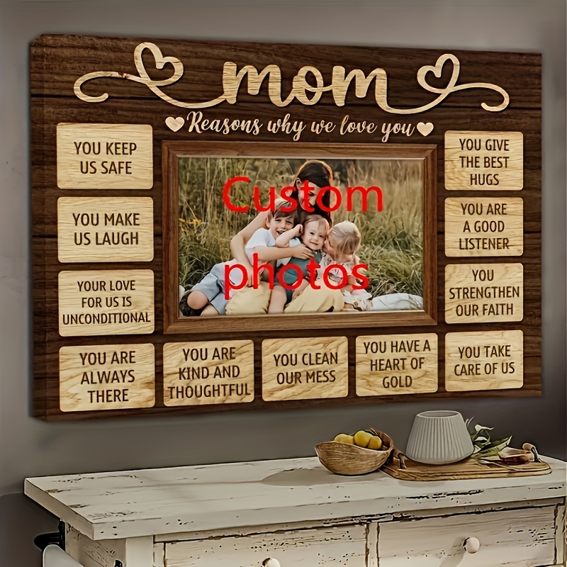 

1pc Personalized Day Canvas Art Set, Customizable Wood Canvas, Photo, The Mom, Canvas Material, Thoughtful Gift For Mom 11.8inchx15.7inch, Room Decor