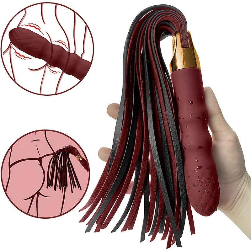 2 in 1 whip vibrator faux leather anal stick with 10 vibration usb rechargeable soft silicone for couples play 0