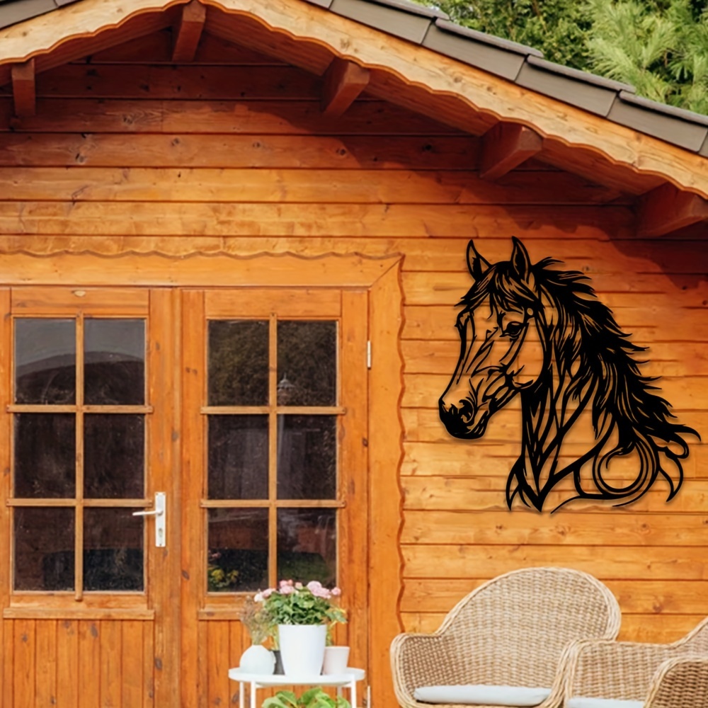 1pc Horse Wall Decor in Metal - Animal Themed Home Office Wall Hanging, Indoor Equestrian Art, No Electricity Needed, Transverse Orientation - Ideal Gift for Horse Lovers