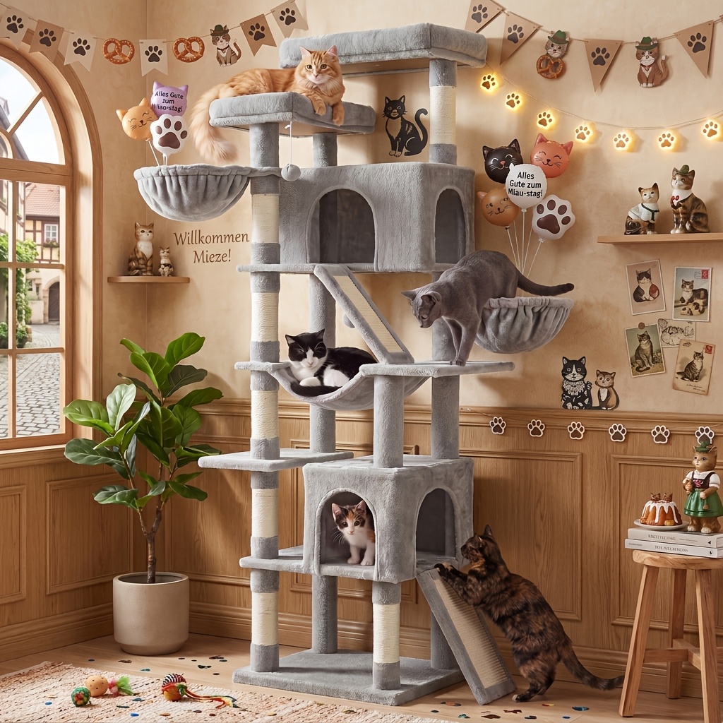 TEMU Cat Tree Xxl With Scratching Boards And Sisal, For Large Cats With 7 Resting Zones And Sisal, Suitable For Multiple Cats And For Large Cats To