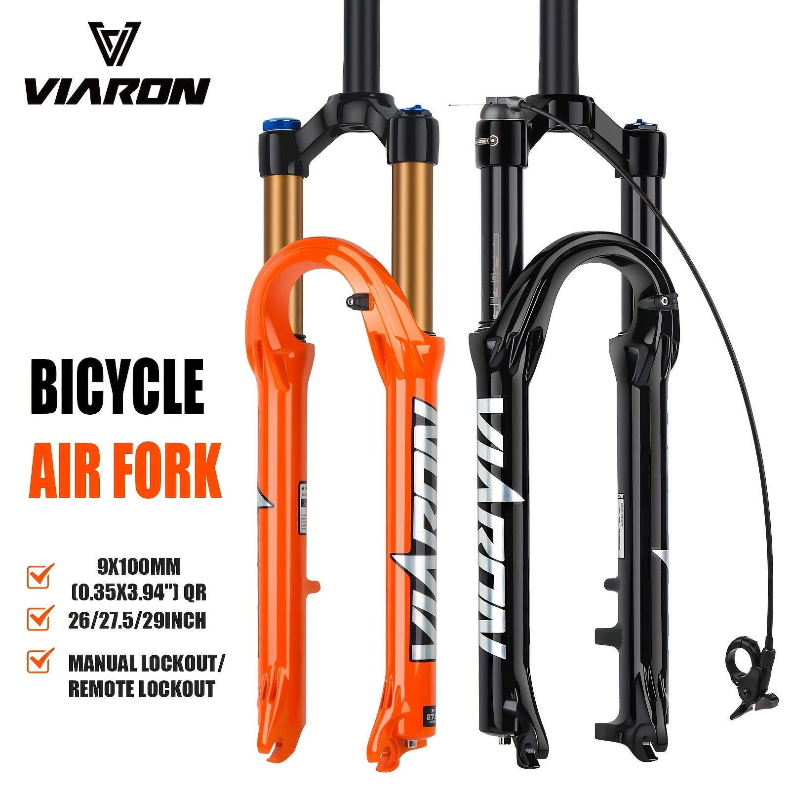   ultra light aluminum alloy mountain bike fork 120  air shock absorption remote lockout   orange black for all   mountain bike accessories