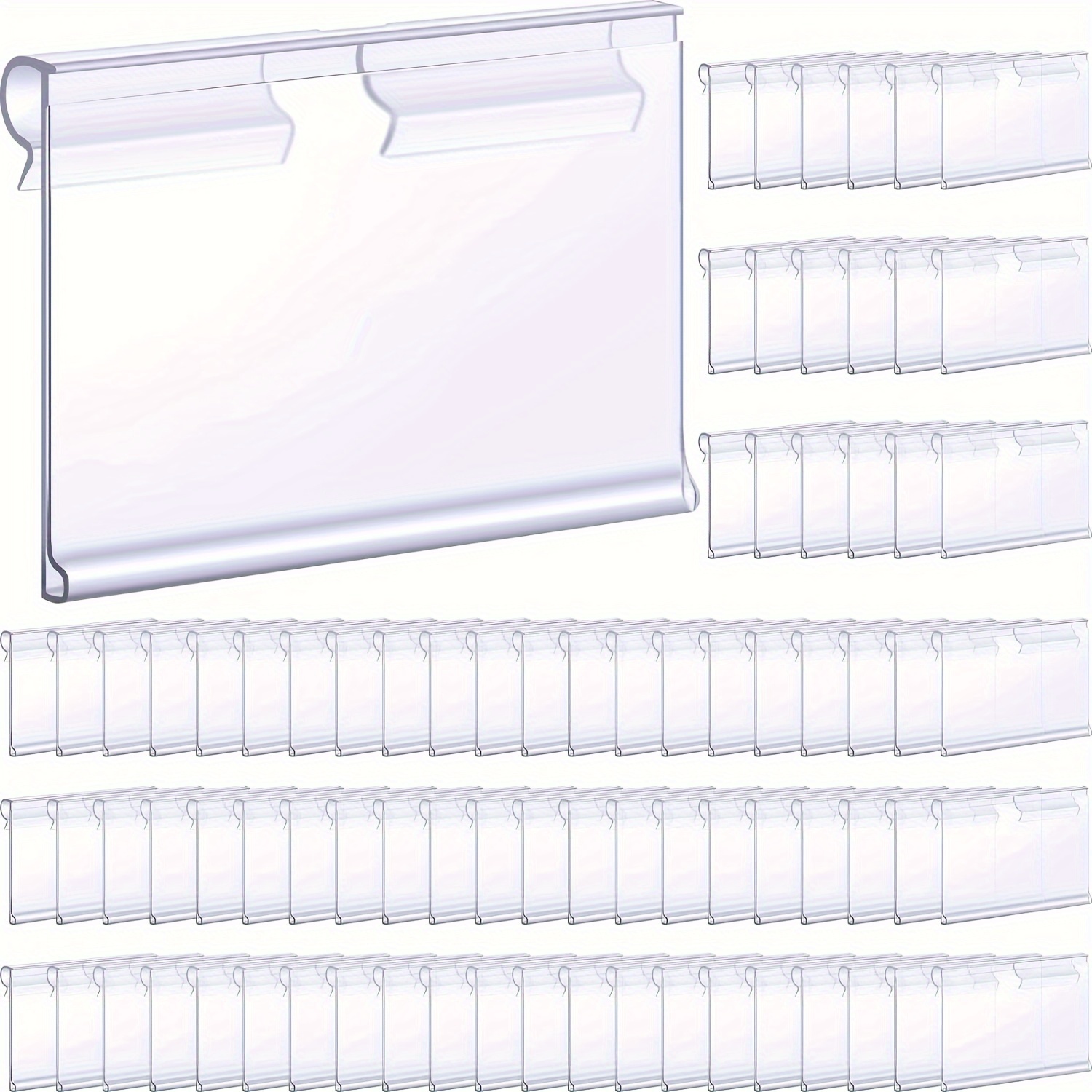 Elsjoy Lot De 100 Porte-étiquettes En Plastique Transparent De 10,2 X 5,8 Cm Avec Double Fermeture à Bouton-pression, Porte-étiquettes Réutilisables Pour Marché, Magasin De Détail, Garde-manger