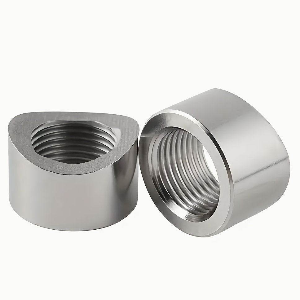 2pcs 304 Stainless Steel Oxygen Sensor Nuts M18×1.5, Pre-bowed Notch Flange Nut, High Temperature Resistant & Rustproof For 02-sensor Welding/exhaust Auto Repair Additions