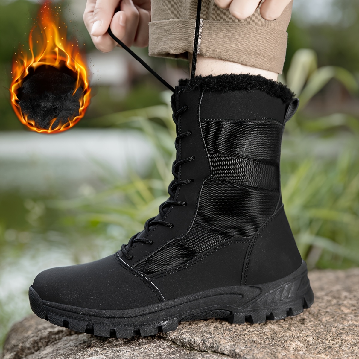 large size warm boots with velvet for middle aged and elderly men