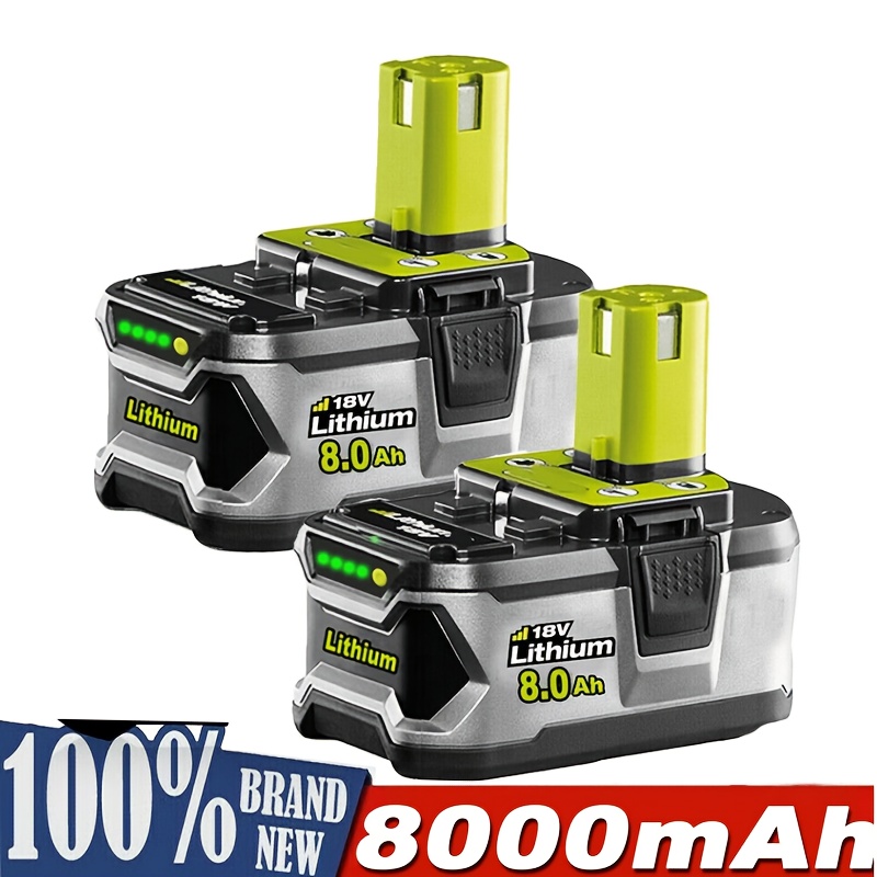 TEMU 1/2/4 Pack 8.0ah 18v P108 Replacement Battery For Ryobi 18 Volt 1 Plus 8000mah High Capacity Batteries Replace For Ryobi 18v P104 P105 P107 P108
