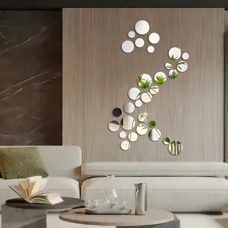 30piece Acrylic Mirror Wall Stickers Set Geometric Round Decals For
