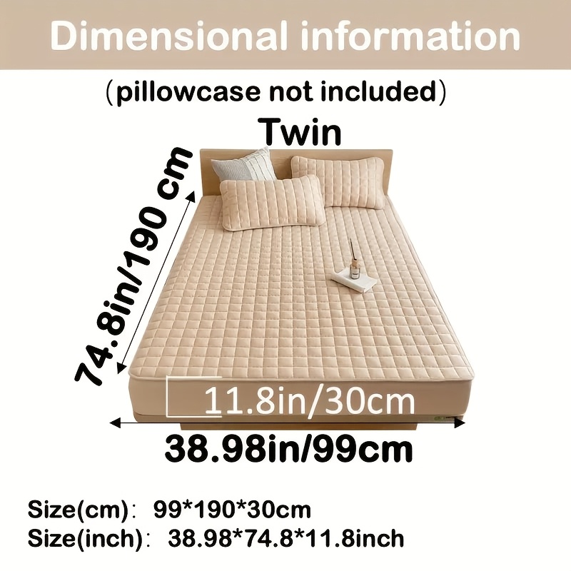 TEMU 1pc Cooling Waterproof Mattress Protector, Cool And Comfortable, Layered Fitted Sheet, Solid Color Bedding Design, Used As A Separate Bedspread,