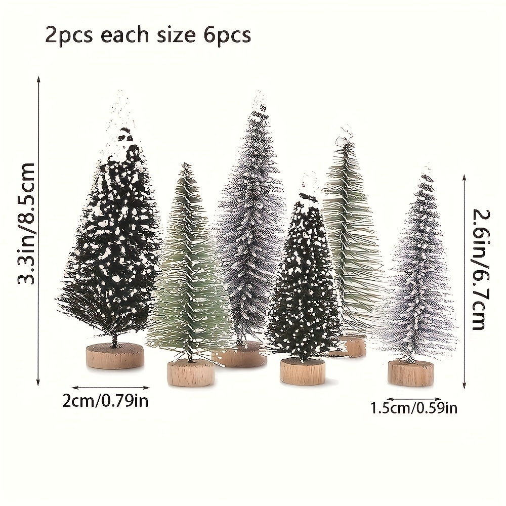 TEMU 6pcs Árboles de Navidad Miniatura Artificiales Decoraciones, Árboles Pequeños de Cepillo de Botella, Árbol de Navidad Artificial de Mesa para