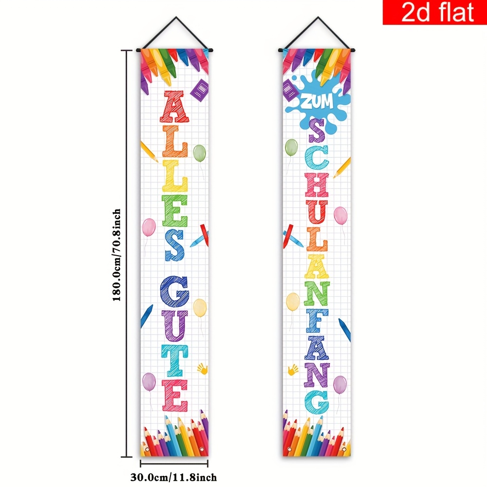E-shop 2D Flach, 2D Flach - 2D Flach, 2D Flach - 2D Banner für die Schulanfangszeit, ein Paar deutsche Willkommensschilder für die Schuleingang,