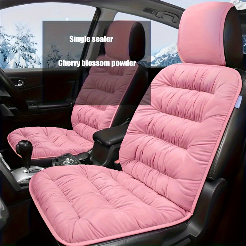 TEMU Luxury Car Seat Cover With Backrest - Thick Seat Cushion For Universal Fit, Hand Washable Fiber, Filled, For Cold