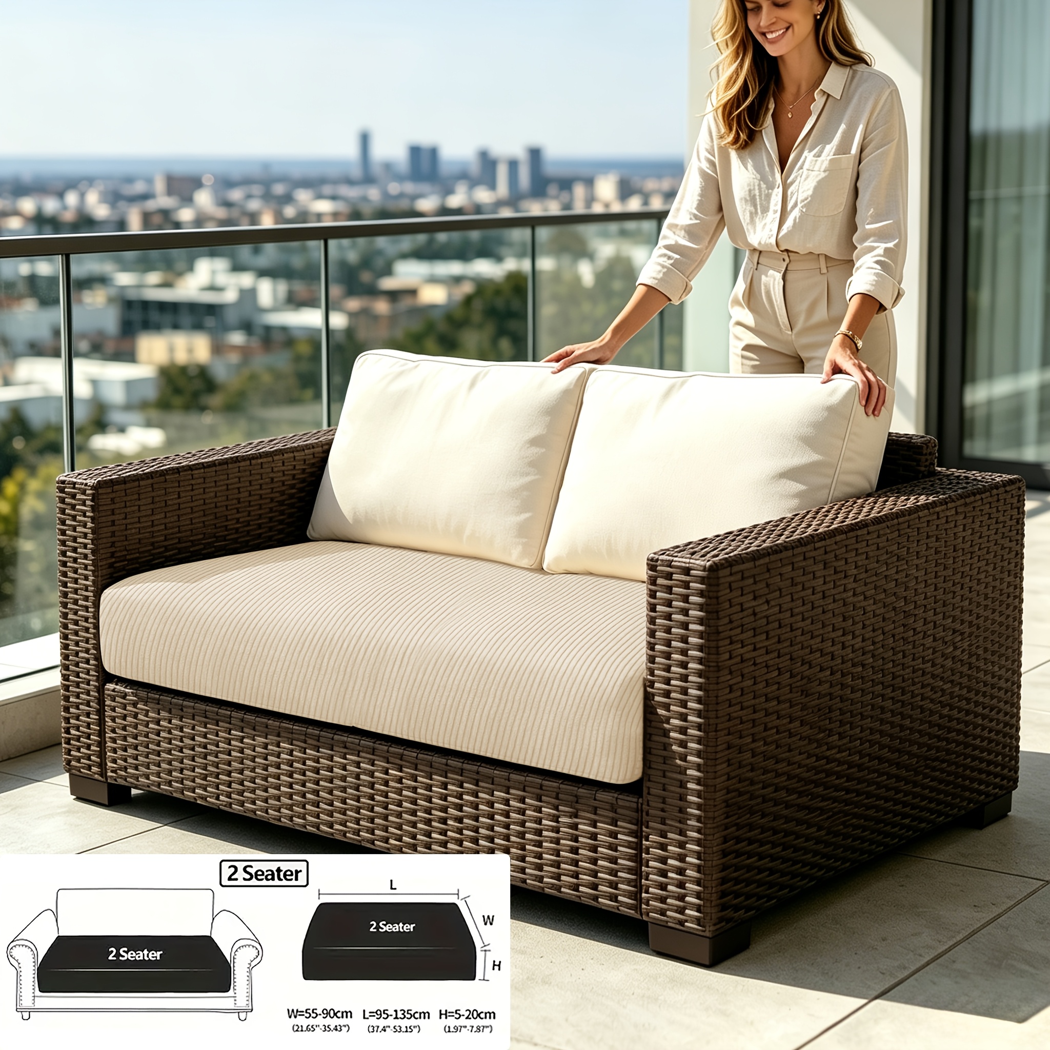 TEMU 1/2/3-seater Outdoor Sofa Cushion Cover Courtyard Sofa Cover Sofa Protector, , Comfortable Feel, Elastic Fabric Machine Washable, Pet-friendly,