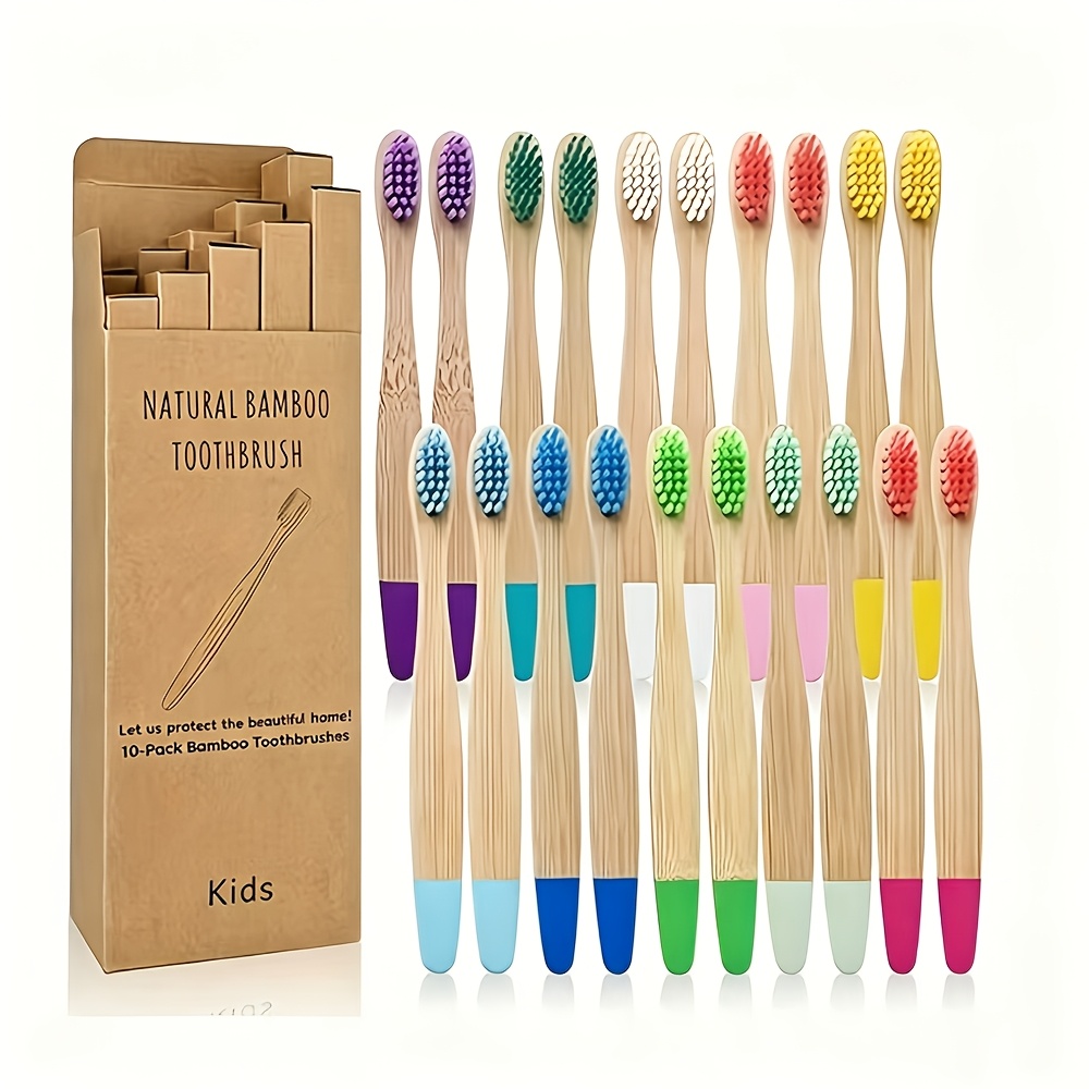 Bamboo Toothbrushes 20 Packs, Toothbrush Colorful Soft Bristles Wooden Handle Tooth Brush, Assorted Colors Pack