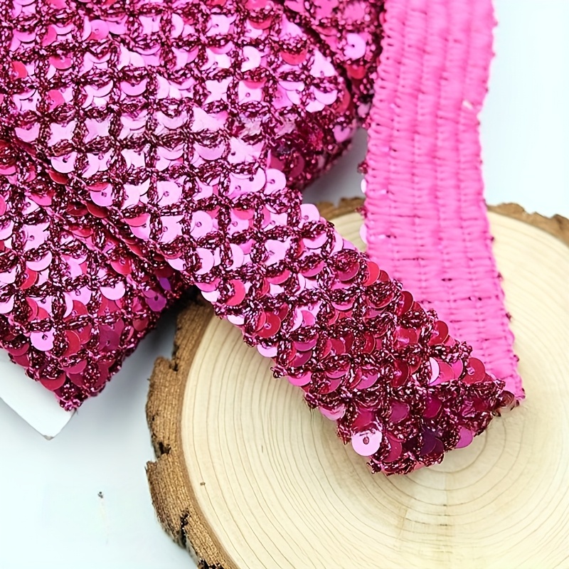 Image of 100cm Sequin Ribbon No Stretch Glitter Sequin Braid Trim For Sewing Crafts Bags Costume Party Decoration