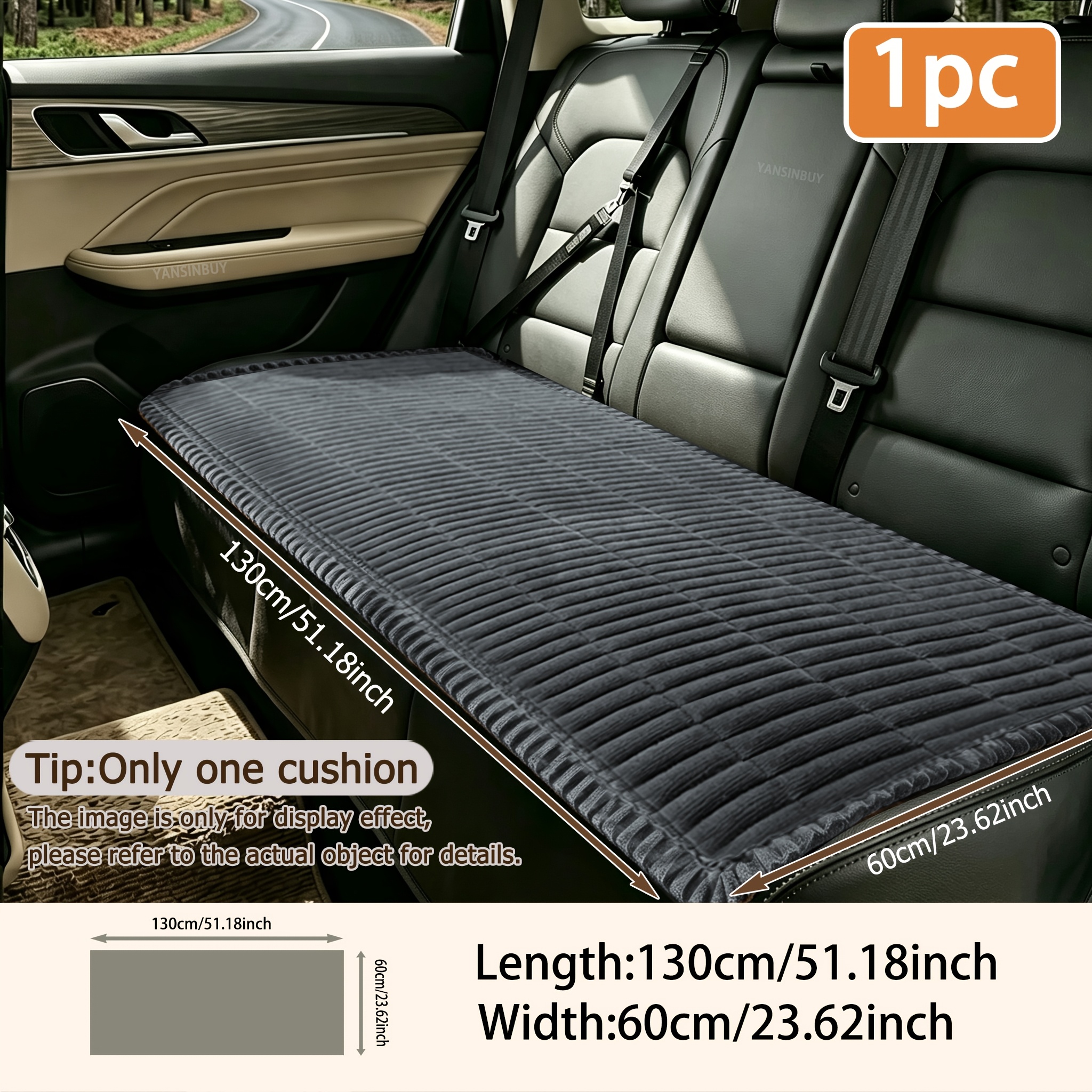 TEMU 1pc Quilted Plush Car Rear Seat Pet Mat, Non-slip Washable Dog Car Seat Cover Cushion, Wear-resistant Pet Car Seat Protector For Back Seat,