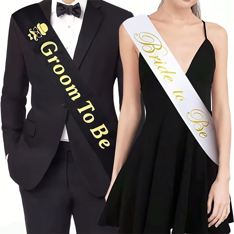 

2pcs/set Fashionable Wedding Sashes, Bride To Be & Groom To Be, Elegant Shoulder Bands For Bachelor & Bachelorette Party, Bridal And Groom Shower Ceremony Accessories