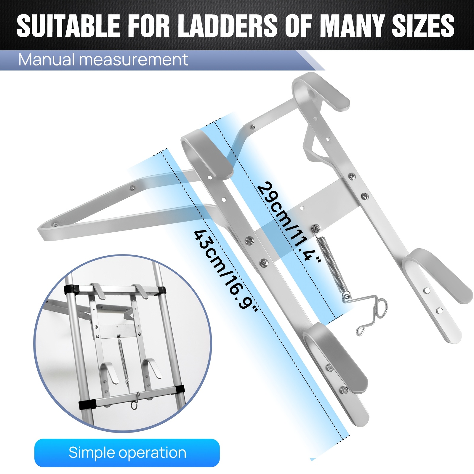 Dayplus Heavy Duty Aluminum Ladder Brackets, I Or V-shaped Wall For Corner Mounting, With Safety Ladder Anchors For Corners And Walls