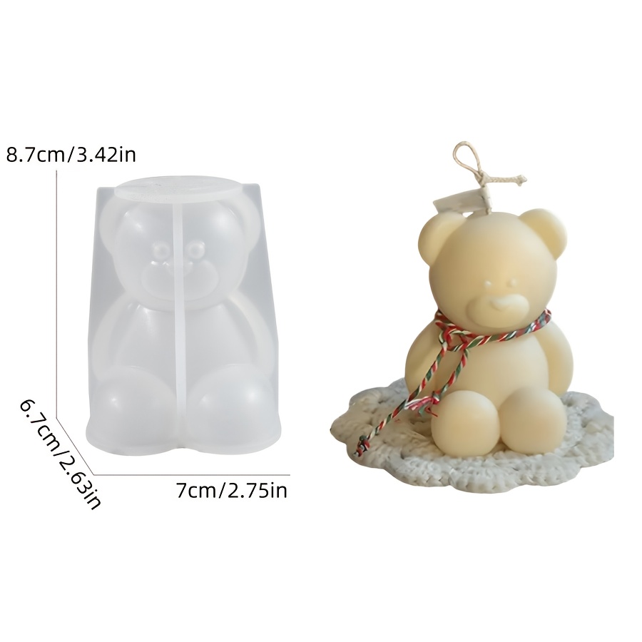 TEMU Stampi per candele a forma di orso seduto, decorazioni per candele, espositore per decorazioni domestiche, stampi in silicone per orsi in gesso