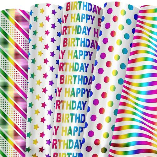 5pcs pack wrapping paper suitable for party baby shower birthday christmas valentines gift wrap multicolor pages with butterflies paper for presents