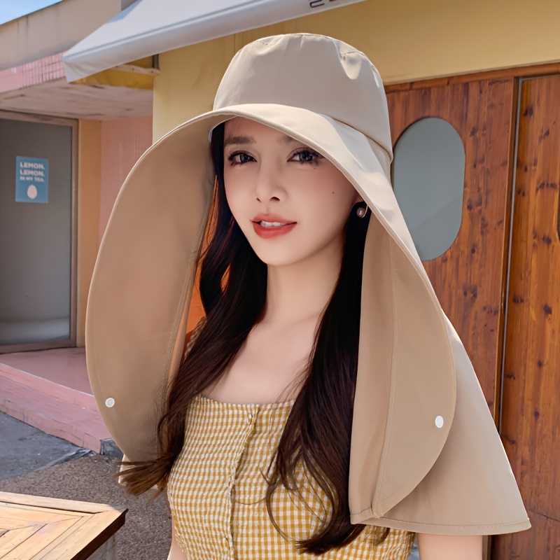 summer new full protection sun hat large brim neck covering Temu