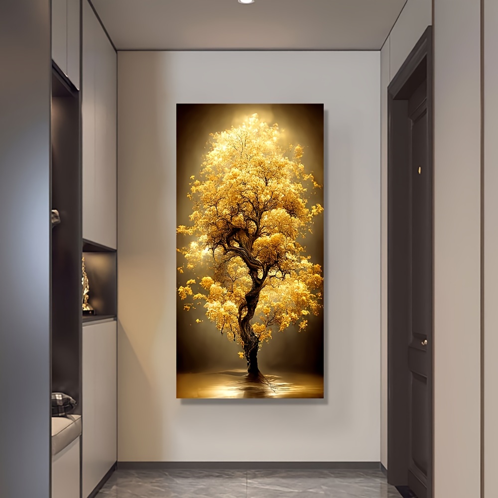 

Golden Fortune Tree Canvas Poster Wall Art: Unframed, Landscape Tree Modern Art Painting, Hd Printing, Suitable For Living Room, Bedroom, Bathroom, Study, Corridor Home Decor Painting, 19.7x39.3 Inch