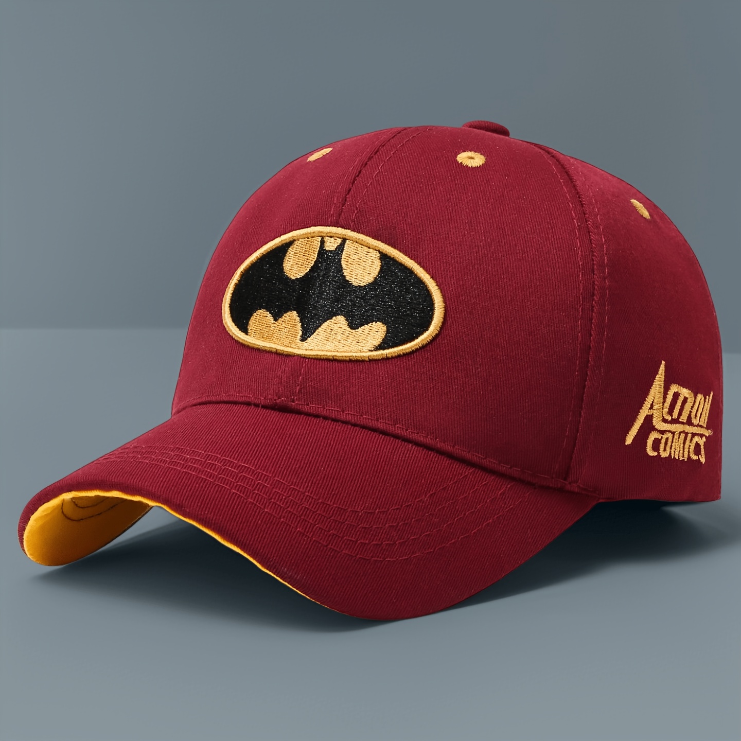 TEMU Wb Batman Embroidered Men's Baseball Cap, Spring Summer Autumn Wear - Adjustable Hat With Batman Logo (lightweight Comic Design, Ideal For