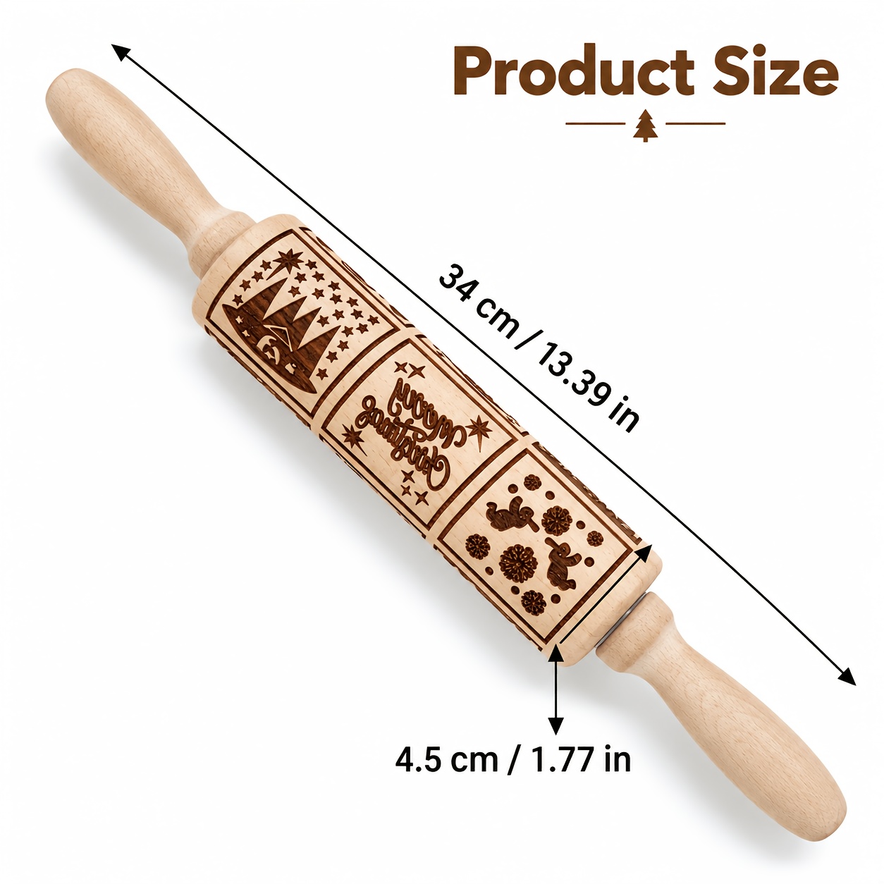 Image of 1pc Nativity Rolling Pin Wooden 3d Springerle Engraved Embossing 9 Different Scene Designs For Baking