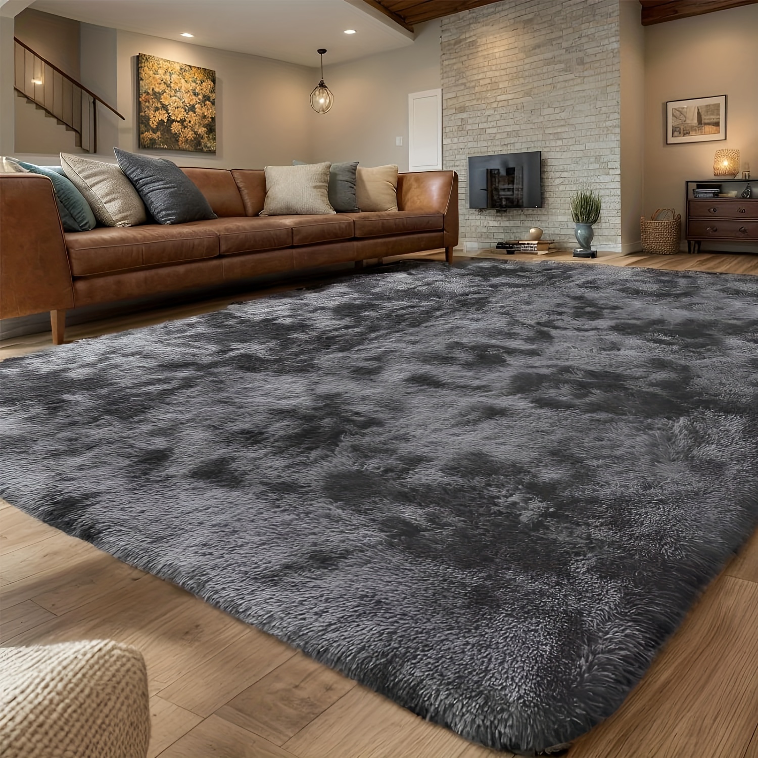 

Fluffy Bedroom Rug Carpet, Shaggy Fuzzy Rugs For Bedroom, Soft Rug, Tie-dye Deep Rugs For Living Room, Cute Room Decor