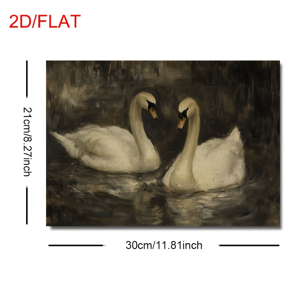 TEMU 1pc Vintage Swan Wall Art Print - Romantic Cottagecore Decor For Living Room, Bedroom, , Frameless Canvas With , Indoor Outdoor Use, Decor | |