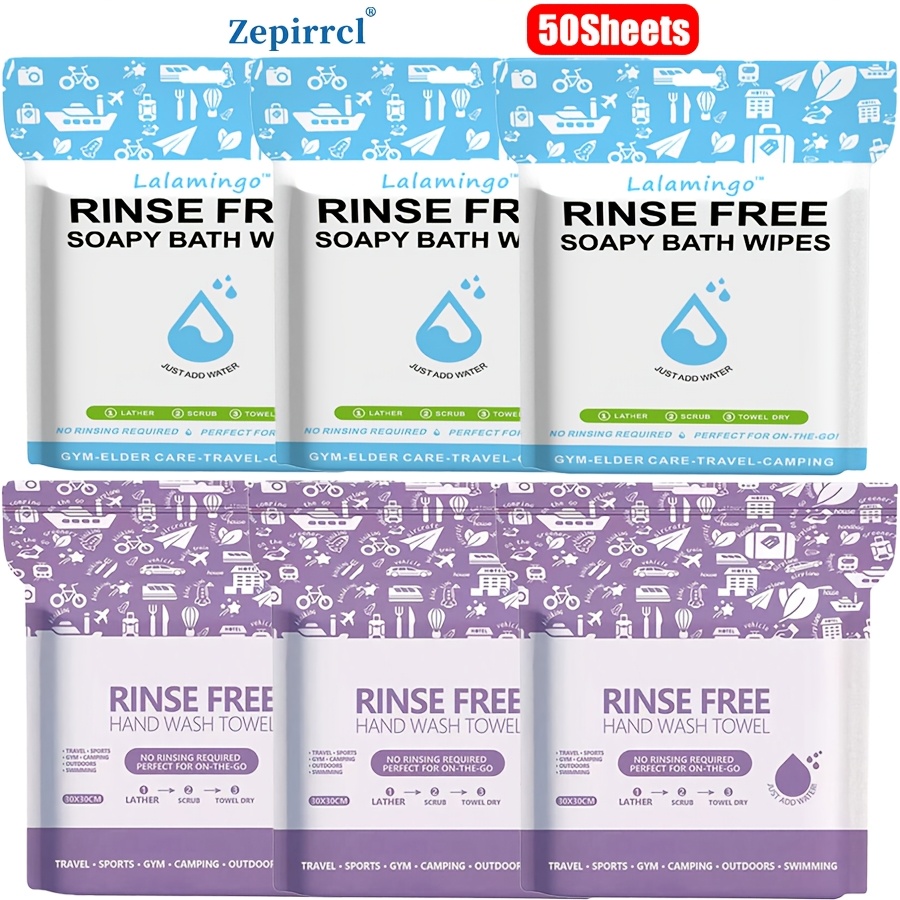 TEMU 50/150sheets Rinse Free Bath Sponges-disposable Bathing Wipes, Wipes For Elderly, Camping, Post Surgery (25 , *11.81in)