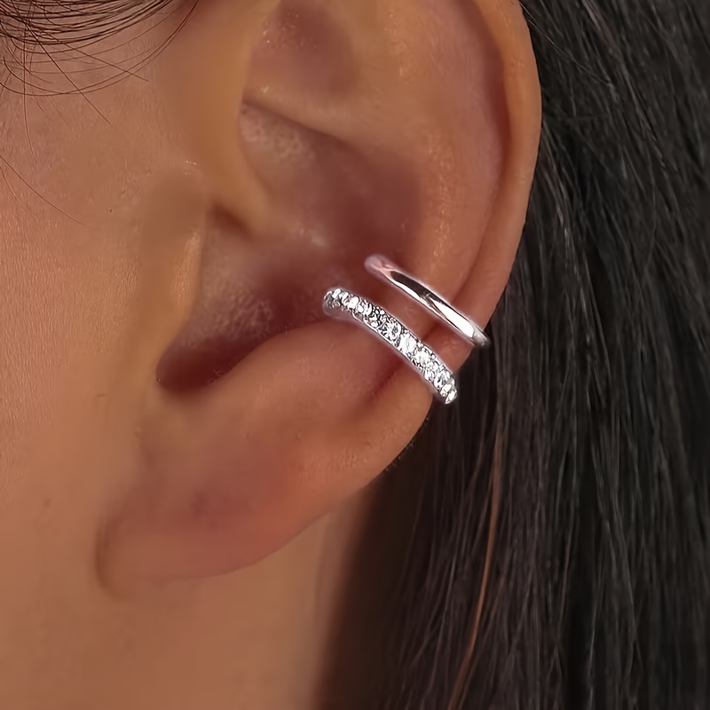 TEMU 2pcs Layer Clip-on Earrings, Niche Trendy Versatile Ear Cuffs Women