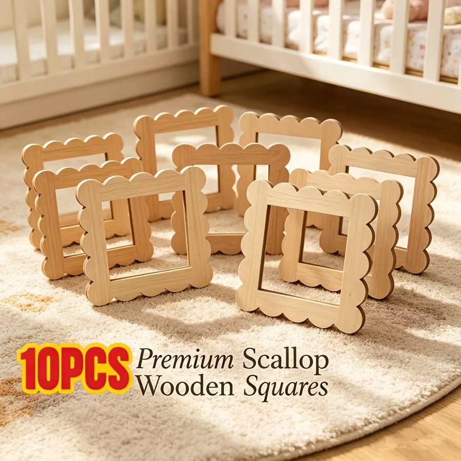 TEMU 10pcs Wooden Decorative Frame 3.93 Inches With Hemp Rope Birthday Wedding Party Decoration Painting Diy Christmas Christmas Tree Hanging Pendant