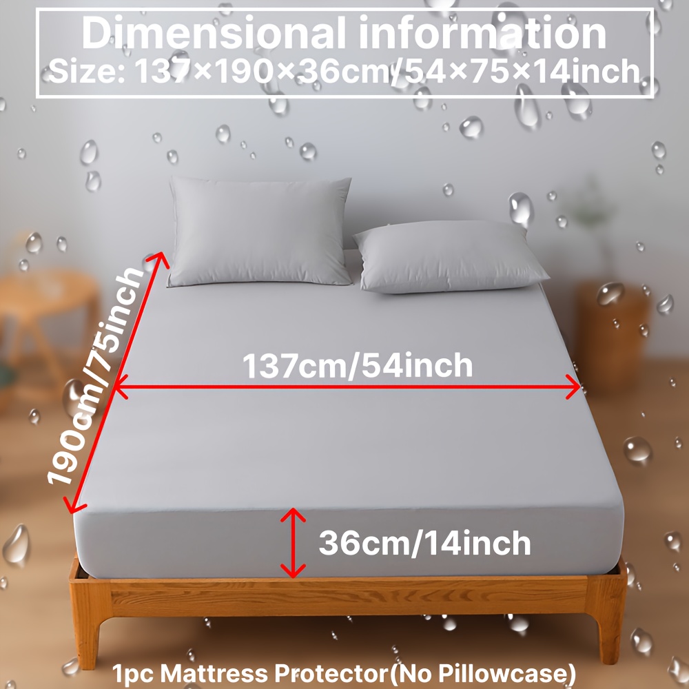 TEMU 1pc Protège-Matelas Imperméable, Doux et Respirant, Haute Élasticité, Drap Housse Uni Style Moderne, Facile à Nettoyer, Housse de Matelas