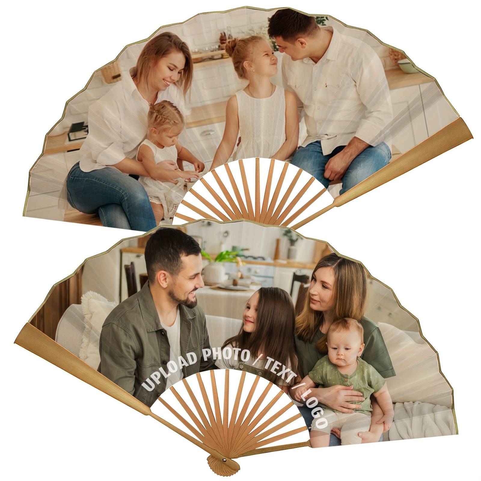 TEMU Éventail pliant personnalisé en bambou - Éventails à main personnalisés avec photo/logotype - Cadeaux de mariage, accessoires de danse, cadeau