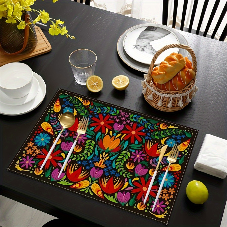 

4/ 6pcs Mexican Placemats, Decorations Decorations, Fiesta Decorations, Polyester Table For Dining