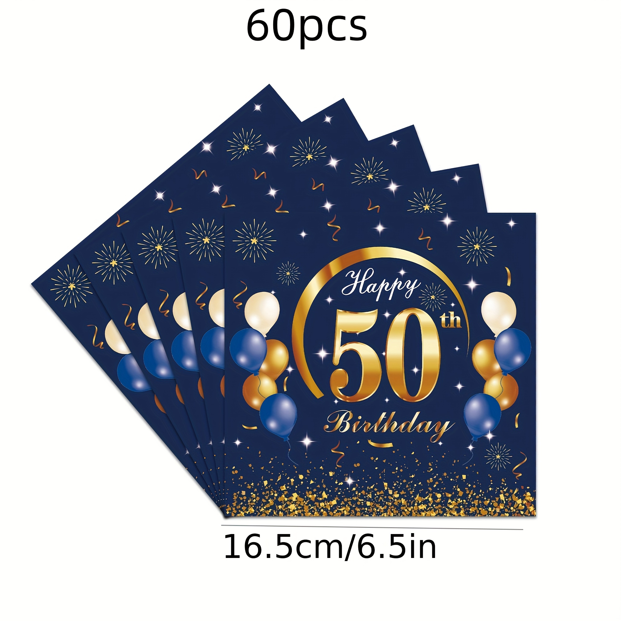 E-shop 60 Stück blaue und goldene Dekorationen für eine 50. Geburtstagsfeier und ein 50. Jahrestag, inklusive 6,5-Zoll-Party Servietten für den 50.