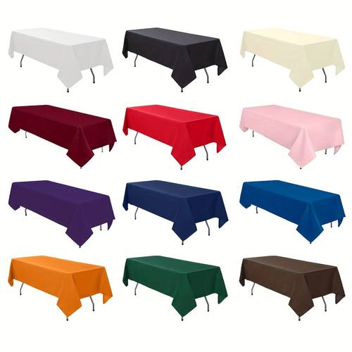 1pc elegant solid polyester tablecloth 153x320cm soft smooth fabric christmas new year halloween decor multiple colors white black burgundy navy holiday weddings parties birthdays thanksgiving