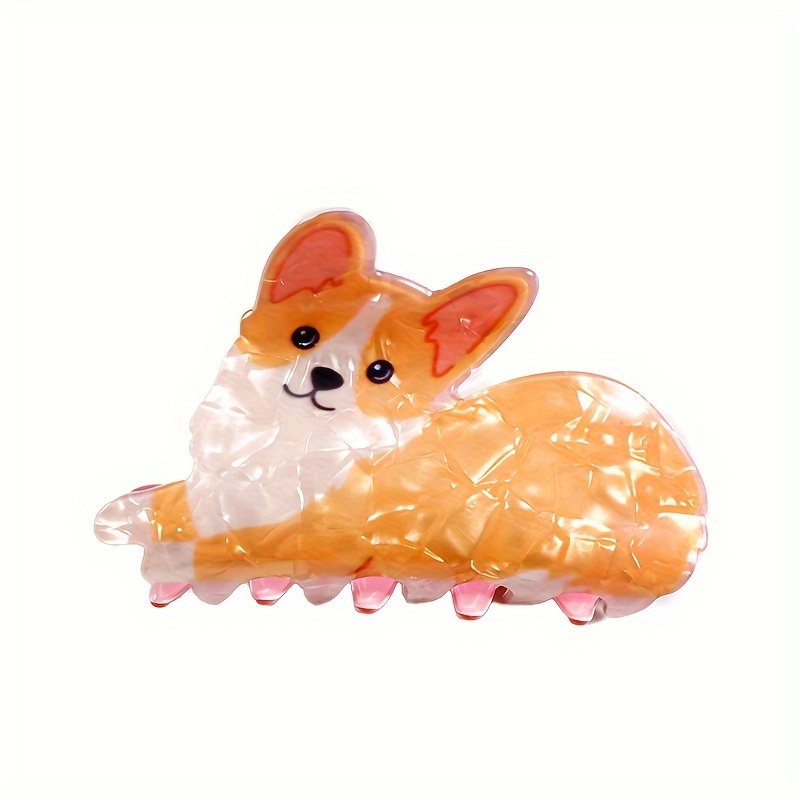 Image of 1pc Cute Animal Hair Claw - Acrylic Corgi Dog Hair Claw - Large Shark - Holiday Gift - Age Group Over 14- Single Print - Women's Hair Additions