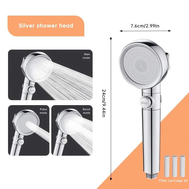Image of 1pc High-pressure Water- Shower Head, Handheld Shower System With , Water Stop, Home Decorative Art, Filtration, New Shower Product, Soft Water Flow, Halloween/christmas Gift,for Shower Use Only
