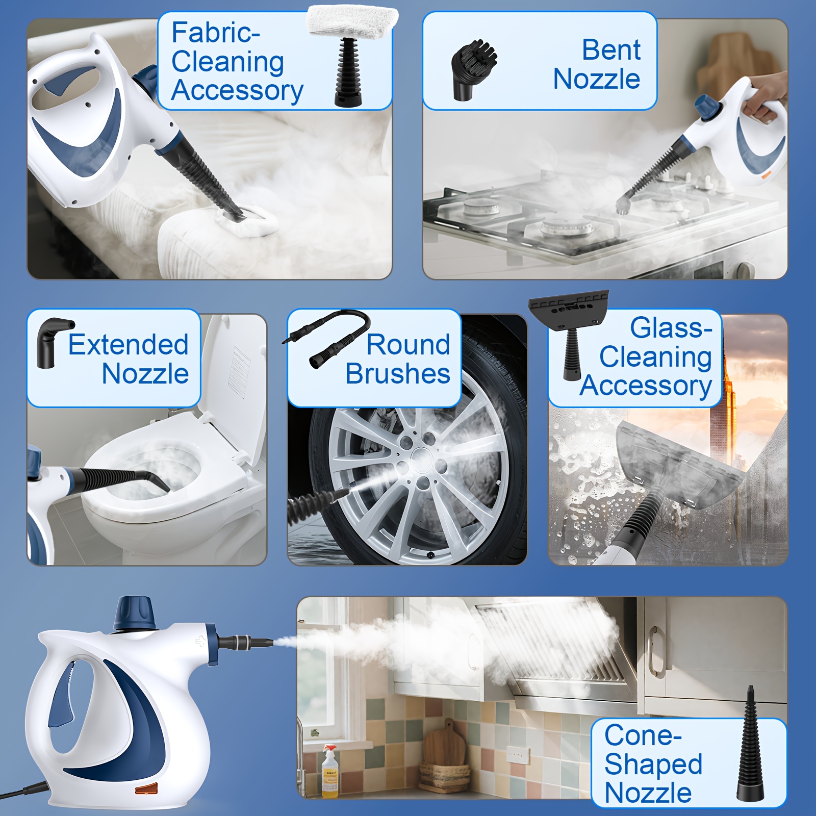 multi surface natural steam cleaner with 12 accessories portable power for home Product details 26