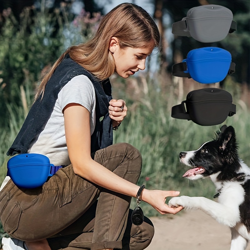 

Silicone Anti-spill Dog Food Bag With Belt, Pet Going Out Portable Waist Bag, Dog Training Waterproof Small Bag, Dog Outdoor Snack Bag
