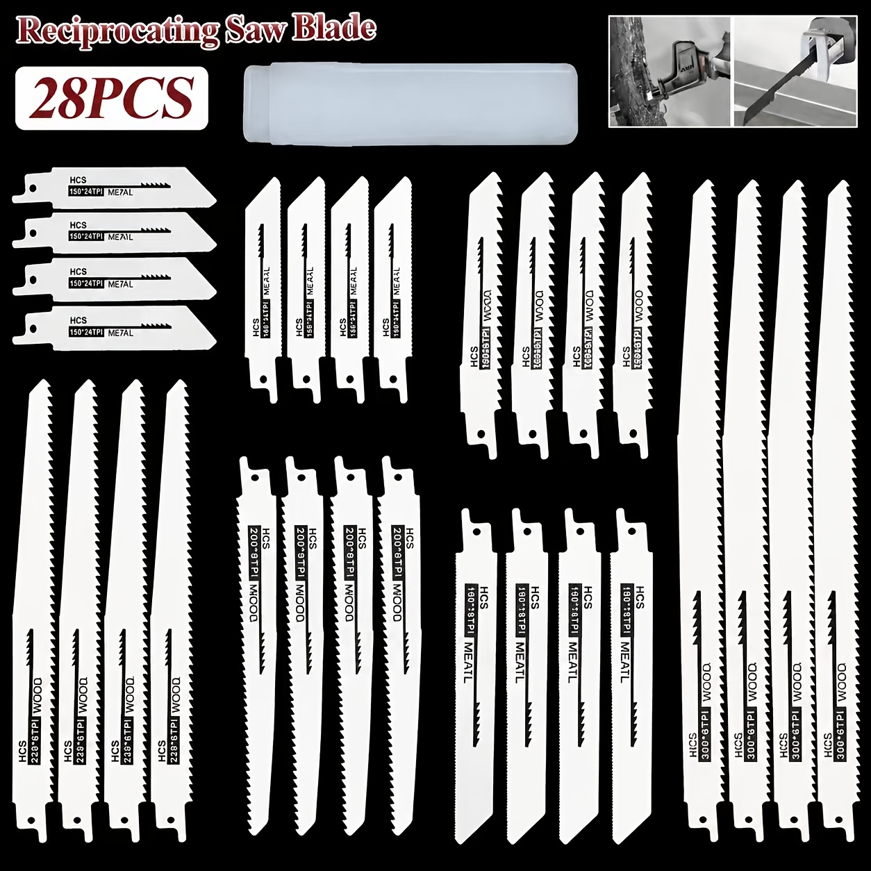 TEMU 28pcs Set With Storage Box, Heavy-duty Reciprocating Saw , Suitable For Wood And Metal Cutting—includes Gauge , With A Non-slip Wooden Tray,