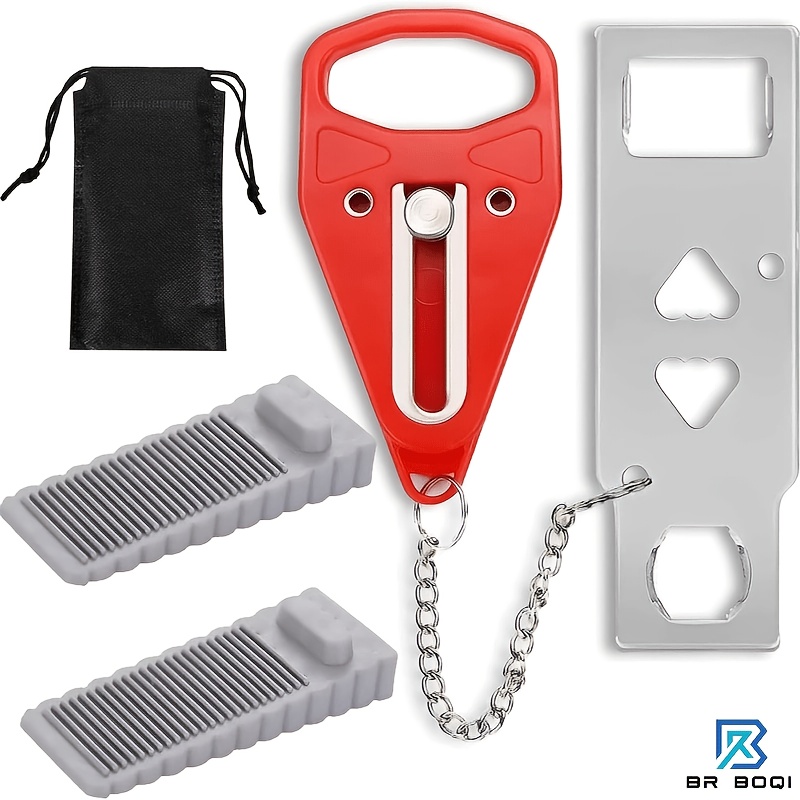 TEMU Lot de 3 serrures de porte portables, conçues pour un , sécurité de voyage avec 2 butées de porte, offrant une sécurité améliorée , l'hôtel et