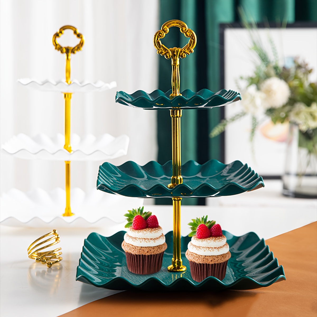 

3-tier Modern Plastic Cake Stand, Elegant Dessert Display For Weddings And Parties - No Electricity Needed