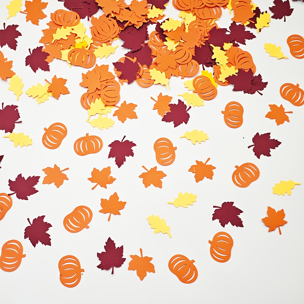 TEMU 109 pièces en papier multicolores d'automne pour Thanksgiving, citrouilles en papier et feuilles d'érable, décorations de table sur le thème de