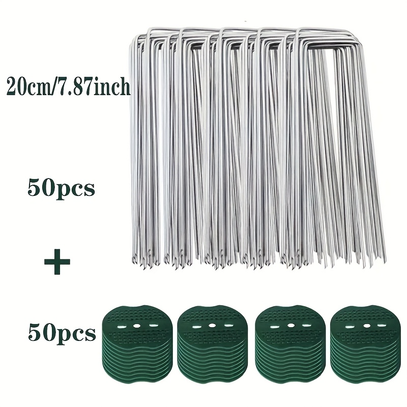 TEMU 100/200pcs Chevilles de paysage de jardin galvanisées, chevilles de paysage de tissu de gazon de U, pour une fourniture sûre de plantes de ,