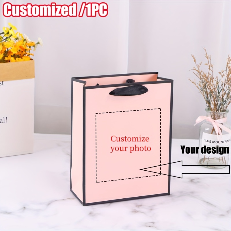 TEMU Gift For Her/him 1pc Customized Gift Bag, Easy Solid , Custom Picture/logo, Suitable For Advertising Customization, Holiday Gifts, Weddings,