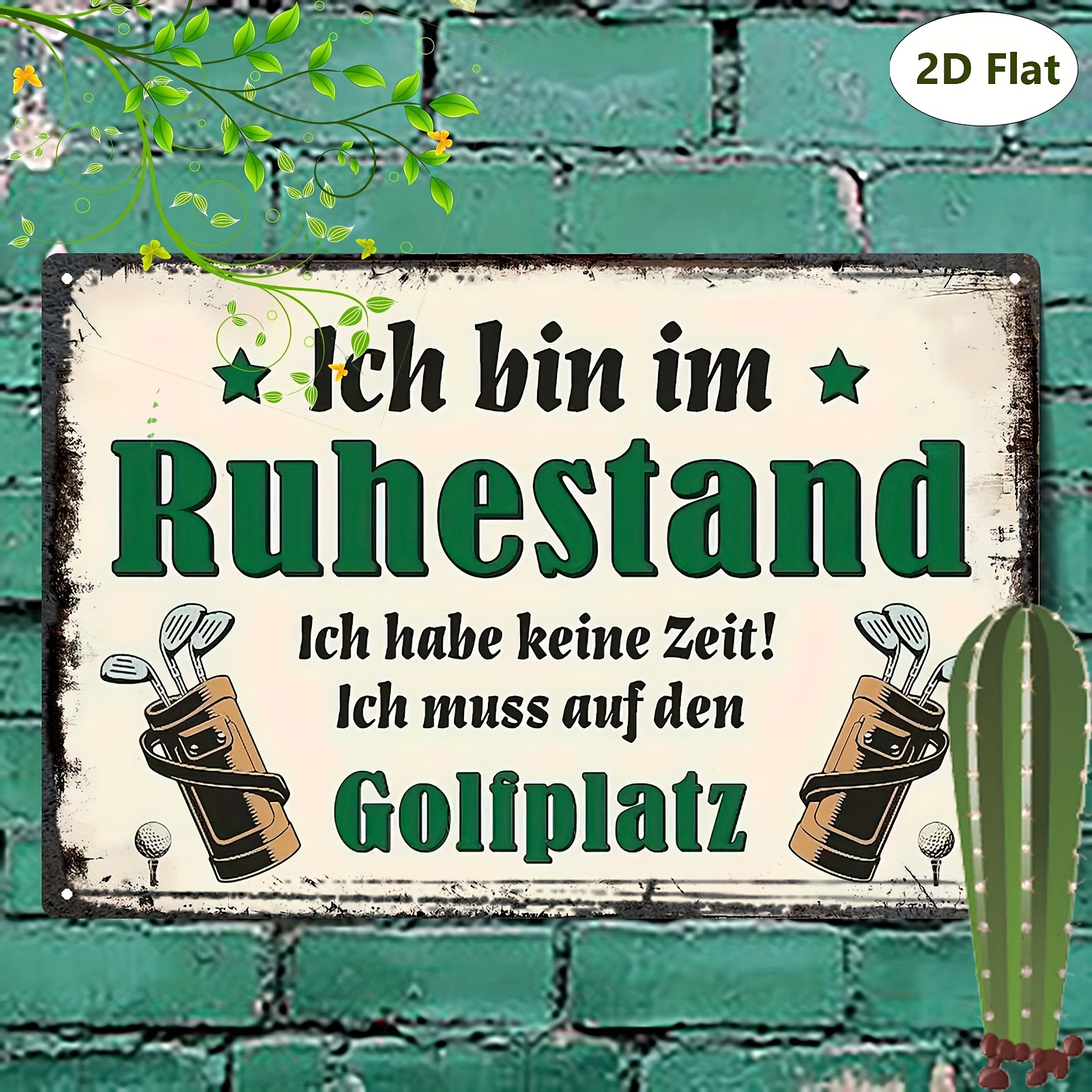 E-shop 1 Lustiges Deutsches Golf-Schild - "Golf spielen – Entschuldigung, keine Zeit!" - Robuste Metalltafel mit Golfschläger - Deko für Männerhöhle,